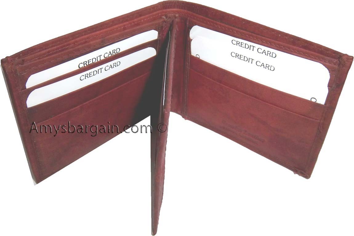 Lot of 3 New men's leather billfold wallet 9 credit card slots ID Bifold BNWT - Image 11