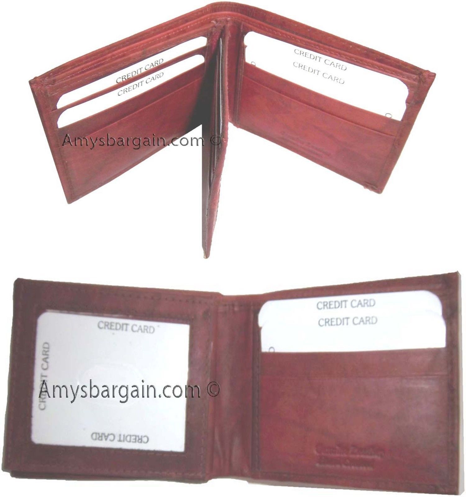 Lot of 3 New men's leather billfold wallet 9 credit card slots ID Bifold BNWT - Image 3