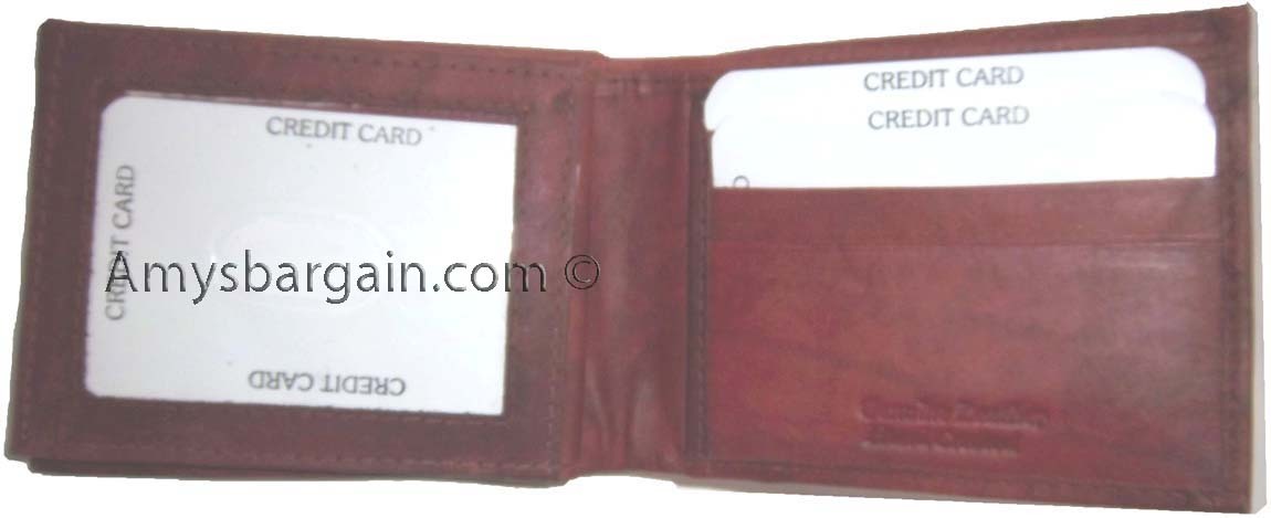 Lot of 3 New men's leather billfold wallet 9 credit card slots ID Bifold BNWT - Image 7