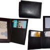 Lot of 3 new brown trifold leather men’s wallet 1 ID 9 card 2 bill spaces.