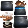 Lot of 4 Leather Squeeze change purse metal framed squeeze Coin Change new Case
