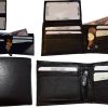 Lot of 4 Men's Bifold Leather wallet Genuine leather 3 bill slots Zip case New