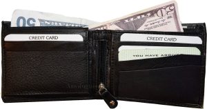 Lot of 4 Men's Bifold Leather wallet Genuine leather 3 bill slots Zip case New - Image 9