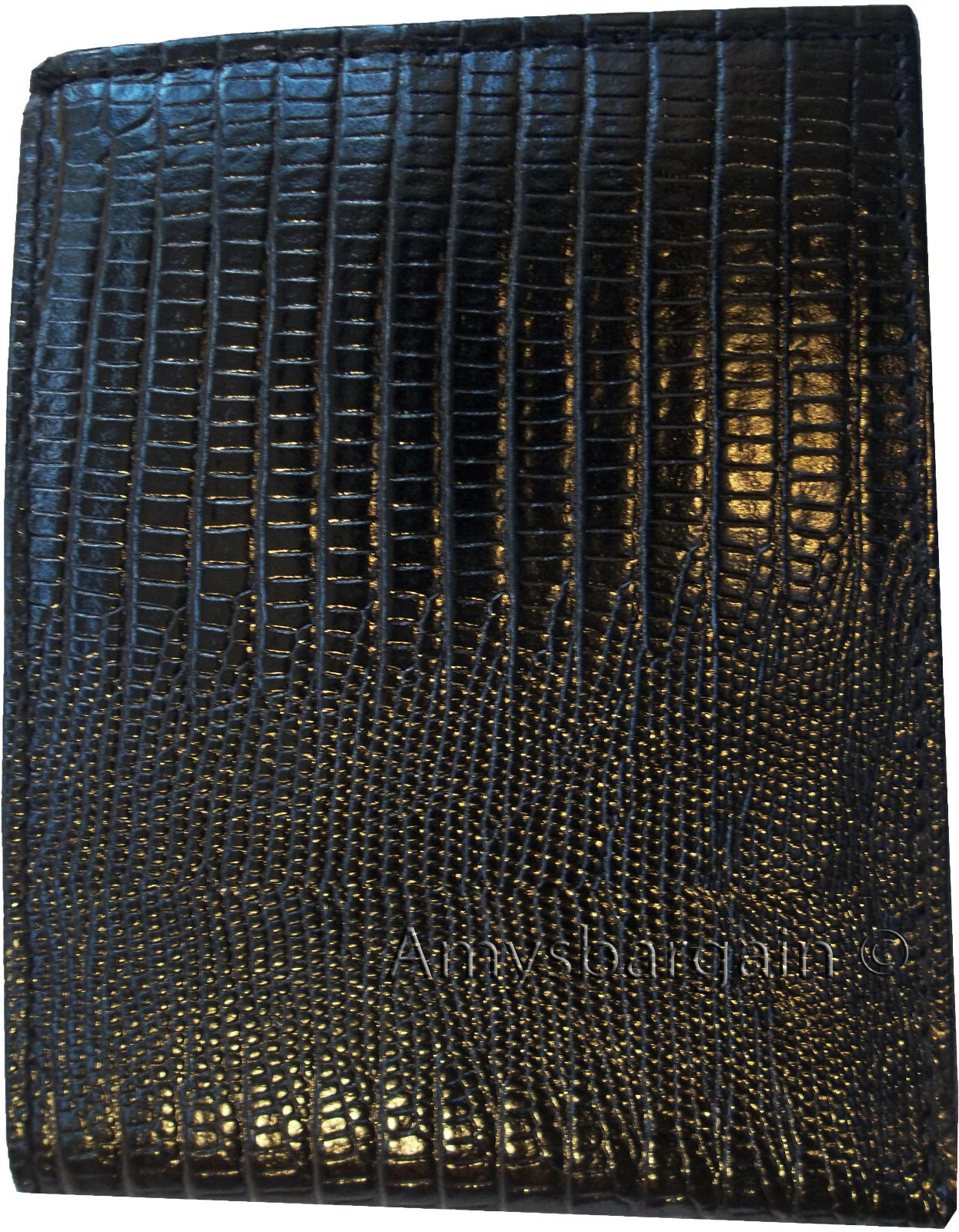 Lot of 4 New Lizard Skin Printed Leather Man's Black billfold wallet 6 cards ID - Image 9