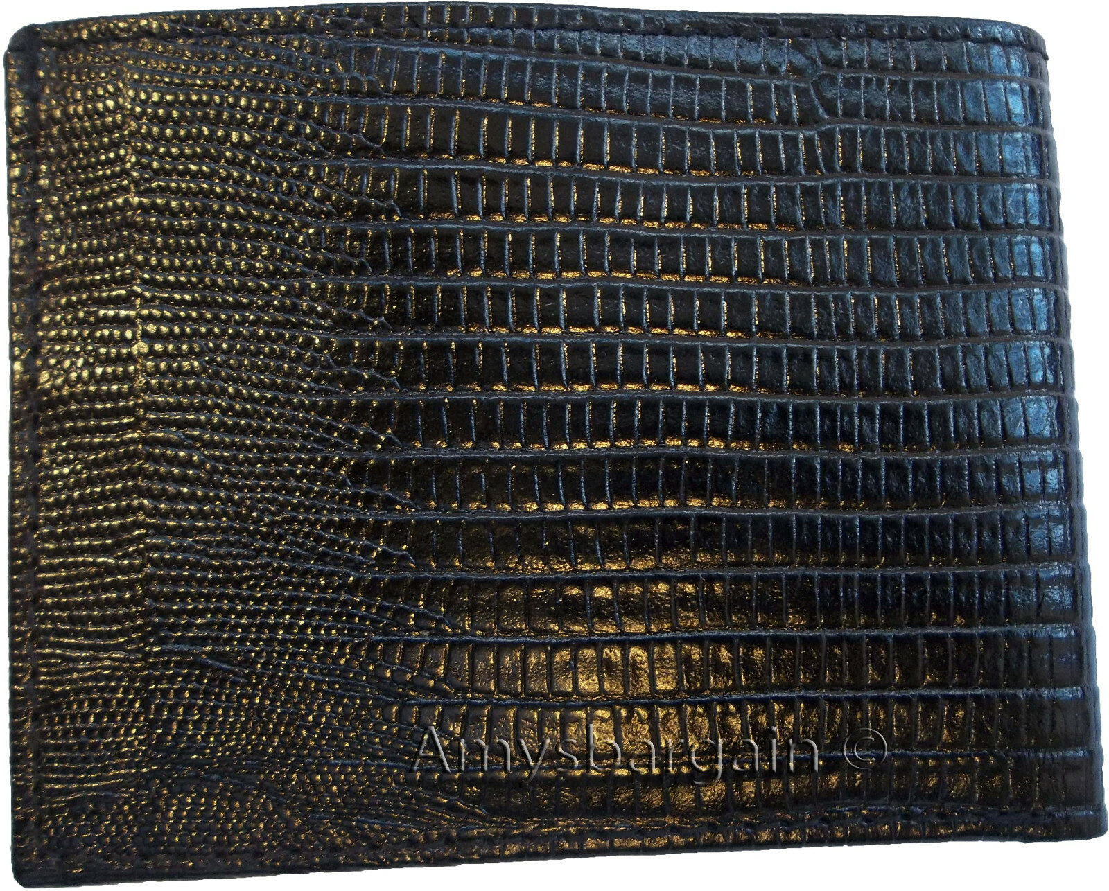 Lot of 4 New Lizard Skin Printed Leather Man's Black billfold wallet 6 cards ID - Image 8