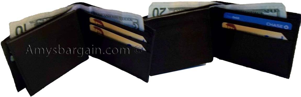 Lot of 4 New man's skinny leather Bi-fold wallet 6 bank card holder 2 bill space - Image 11