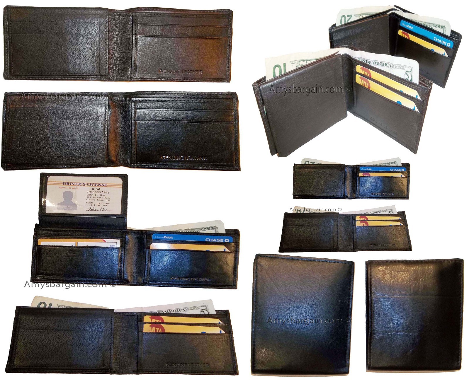 Lot of 4 New man's skinny leather Bi-fold wallet 6 bank card holder 2 bill space - Image 12