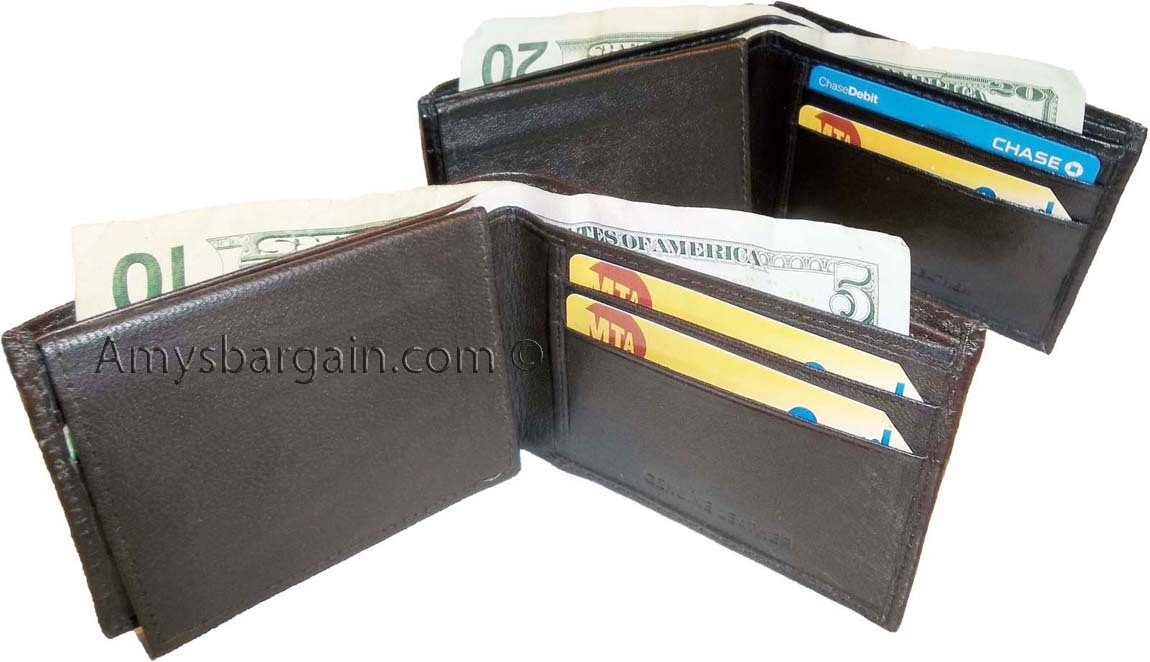 Lot of 4 New man's skinny leather Bi-fold wallet 6 bank card holder 2 bill space - Image 10