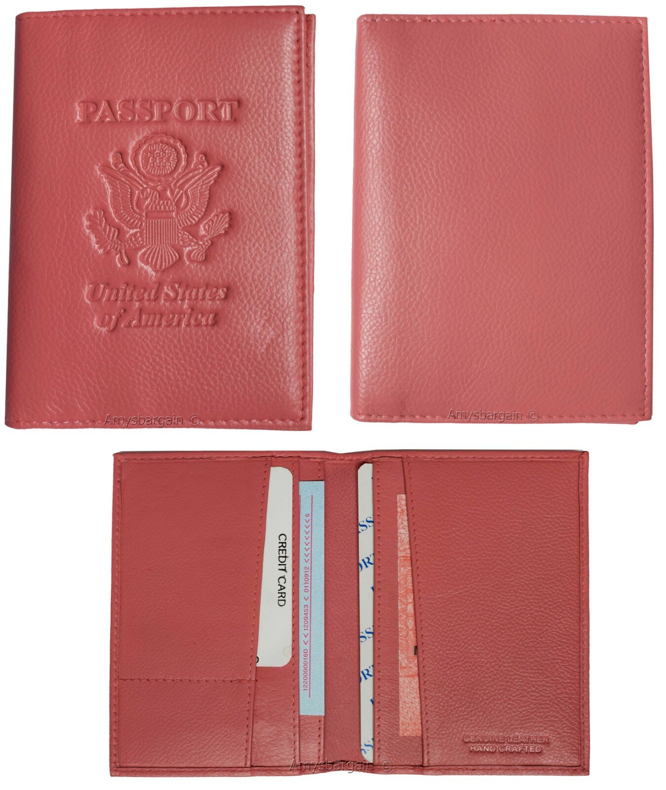 Lot of 4 passport case leather pink passport Cover wallet credit card ID holder