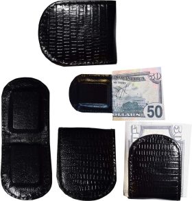 Lot of 5 Lizard printed leather money clip, Black Unbranded money clip new