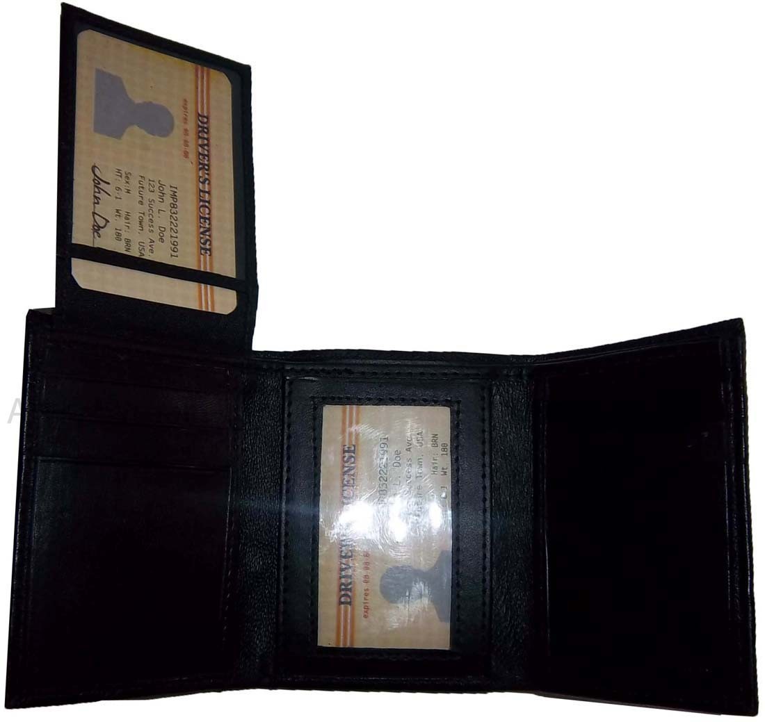 Lot of 5 New Trifold Leather Man’s wallet 2 ID 2 bill slots Black 6 card wallet - Image 8