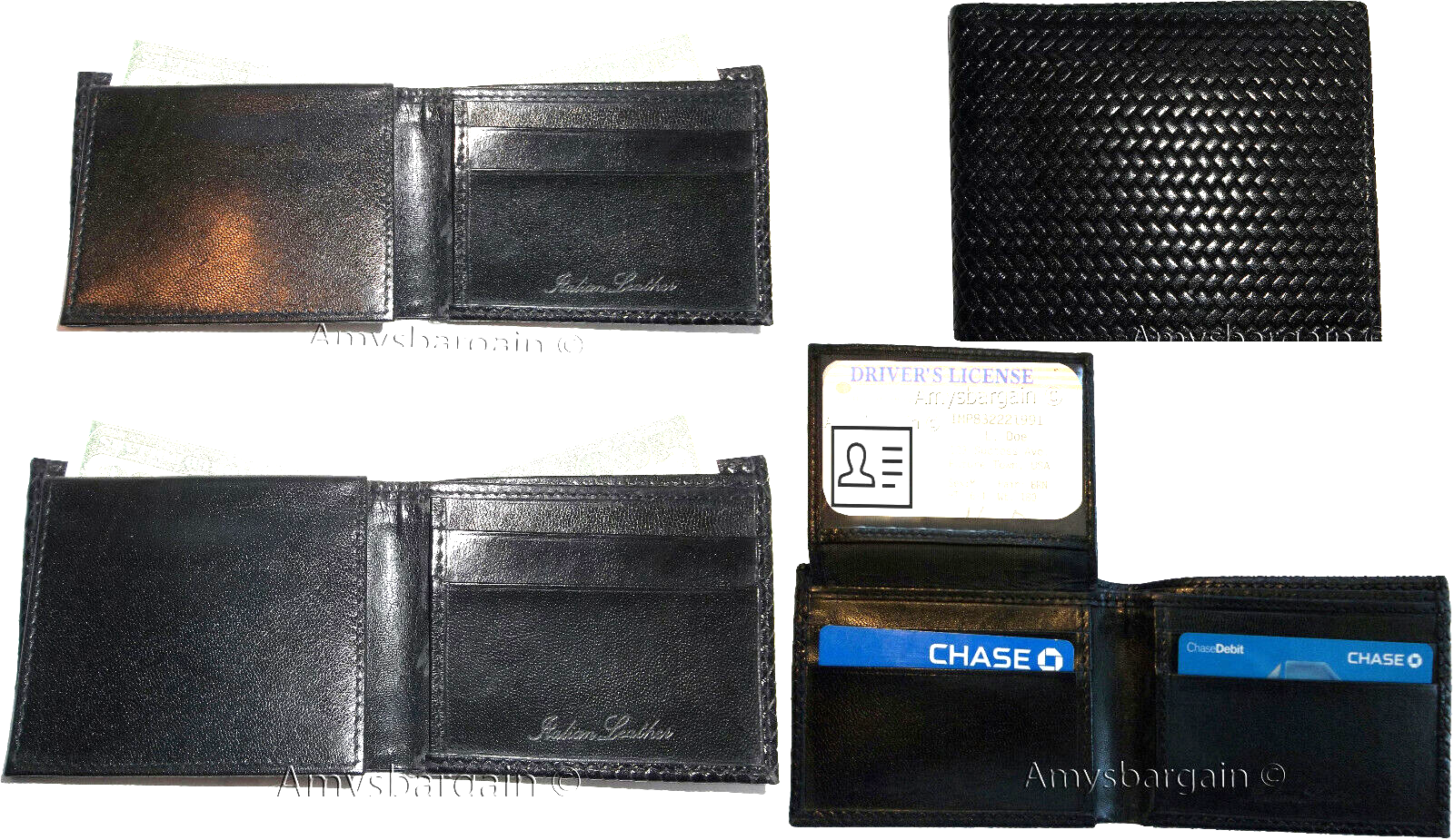 Lot of 5 New Woven Printed Leather man's bi fold wallet 6 cards ID Wallet BNWT - Image 3