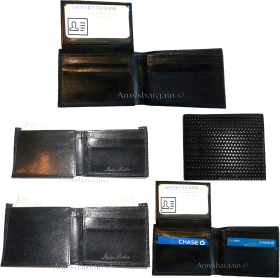 Lot of 5 New Woven Printed Leather man's bi fold wallet 6 cards ID Wallet BNWT