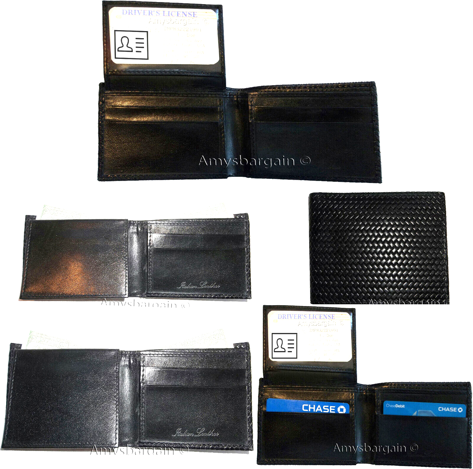 Lot of 5 New Woven Printed Leather man's bi fold wallet 6 cards ID Wallet BNWT - Image 4