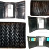 Lot of 5 man's trifold wallet genuine leather black woven printed real leather