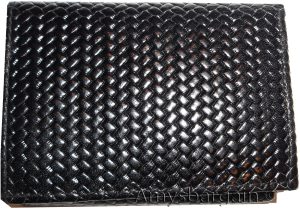 Lot of 5 man's trifold wallet genuine leather black woven printed real leather - Image 12