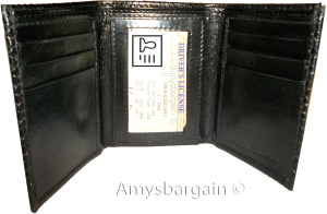 Lot of 5 man's trifold wallet genuine leather black woven printed real leather - Image 3