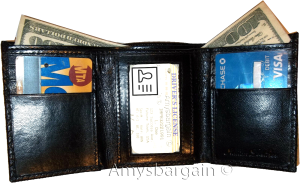 Lot of 5 man's trifold wallet genuine leather black woven printed real leather - Image 4