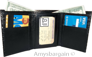Lot of 5 man's trifold wallet genuine leather black woven printed real leather - Image 6