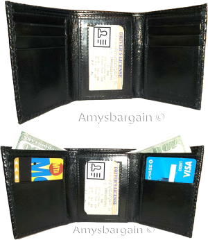 Lot of 5 man's trifold wallet genuine leather black woven printed real leather - Image 7