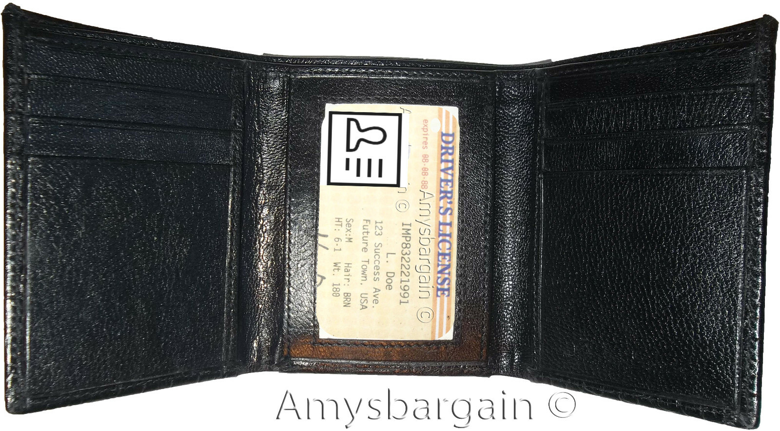 Lot of 6 Italian Style Crocodile Printed Leather Man's Black Trifold wallet BNWT - Image 11