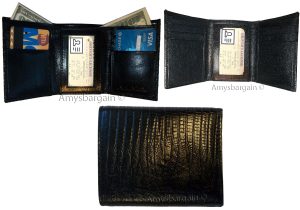 Lot of 6 Italian Style Crocodile Printed Leather Man's Black Trifold wallet BNWT - Image 12