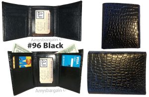 Lot of 6 Italian Style Crocodile Printed Leather Man's Black Trifold wallet BNWT - Image 4