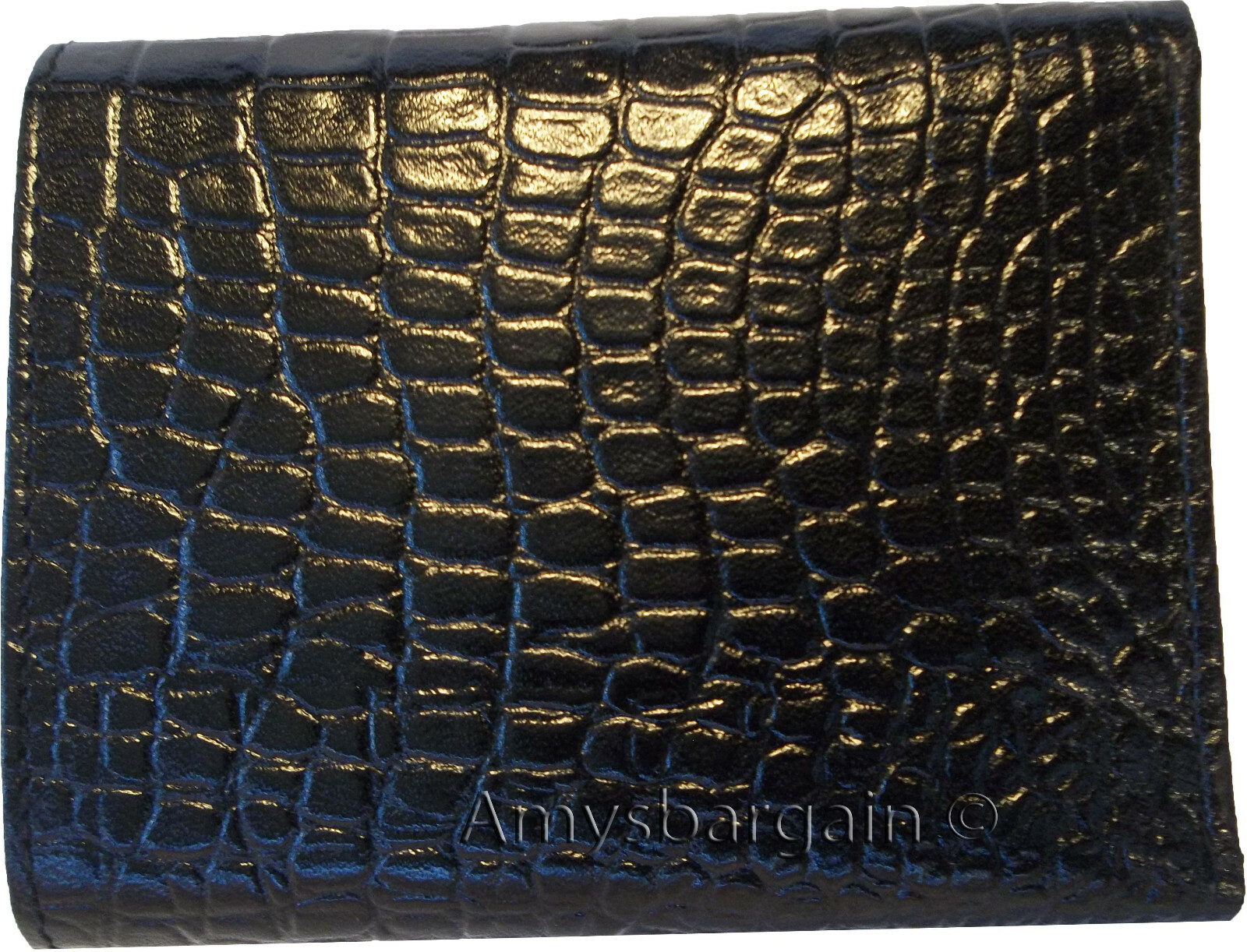 Lot of 6 Italian Style Crocodile Printed Leather Man's Black Trifold wallet BNWT - Image 9