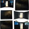 Lot of 6 Italian Style Lizard skin Printed Leather Man's Black Trifold wallet BN