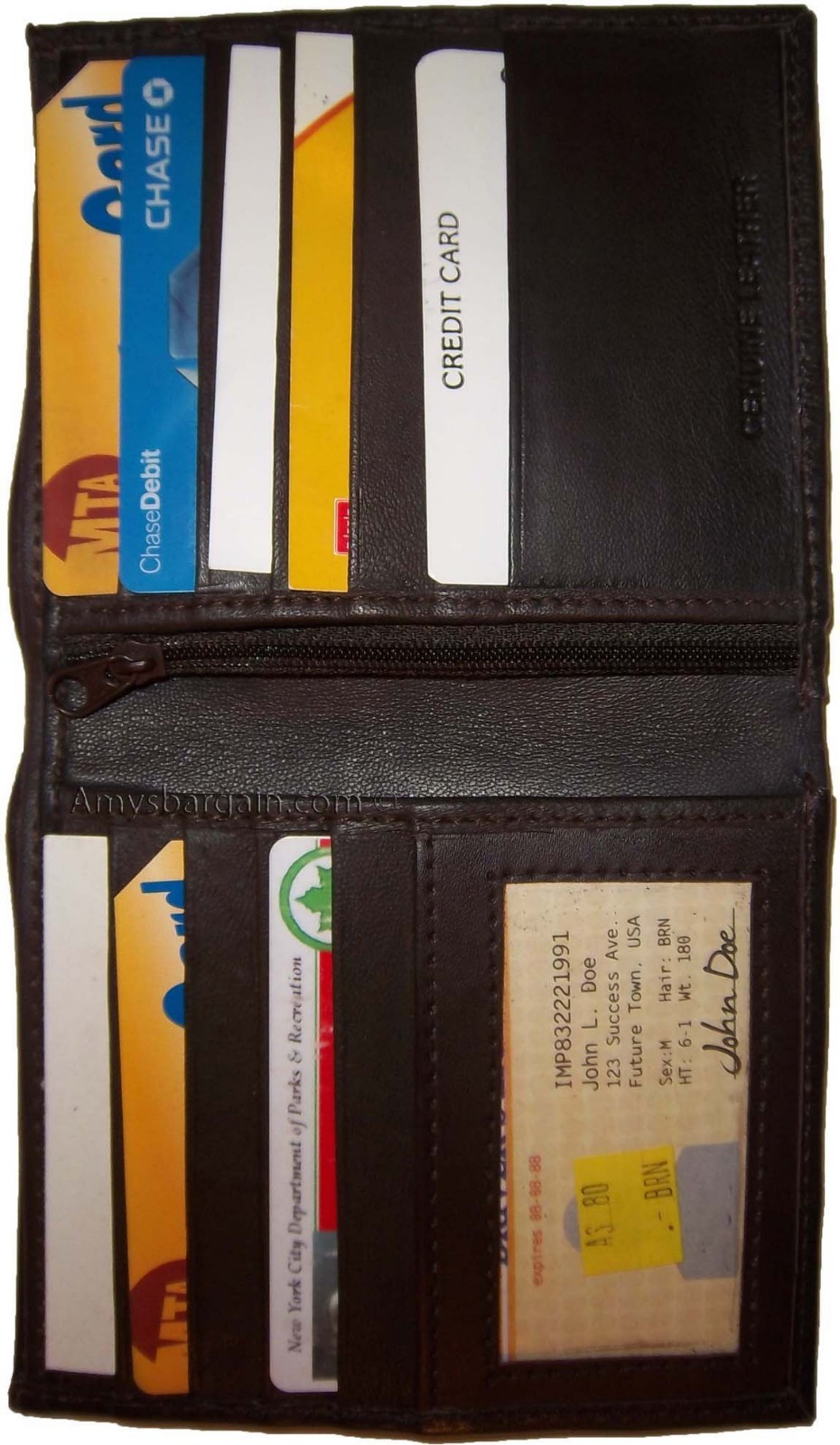 Lot of 6 Leather Hipster wallet billfold brown Bifold zip coin purse New wallets - Image 11