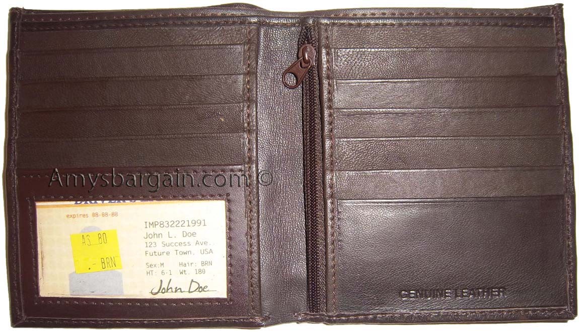 Lot of 6 Leather Hipster wallet billfold brown Bifold zip coin purse New wallets - Image 12