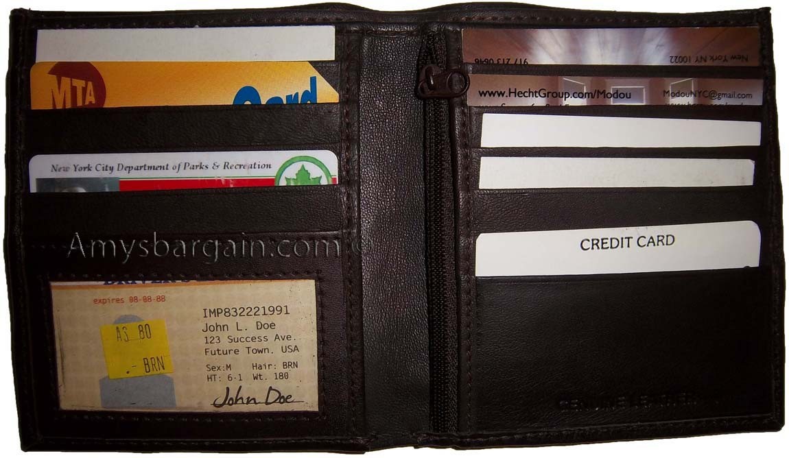 Lot of 6 Leather Hipster wallet billfold brown Bifold zip coin purse New wallets - Image 3