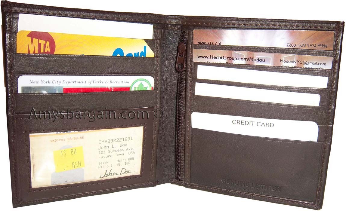 Lot of 6 Leather Hipster wallet billfold brown Bifold zip coin purse New wallets - Image 6