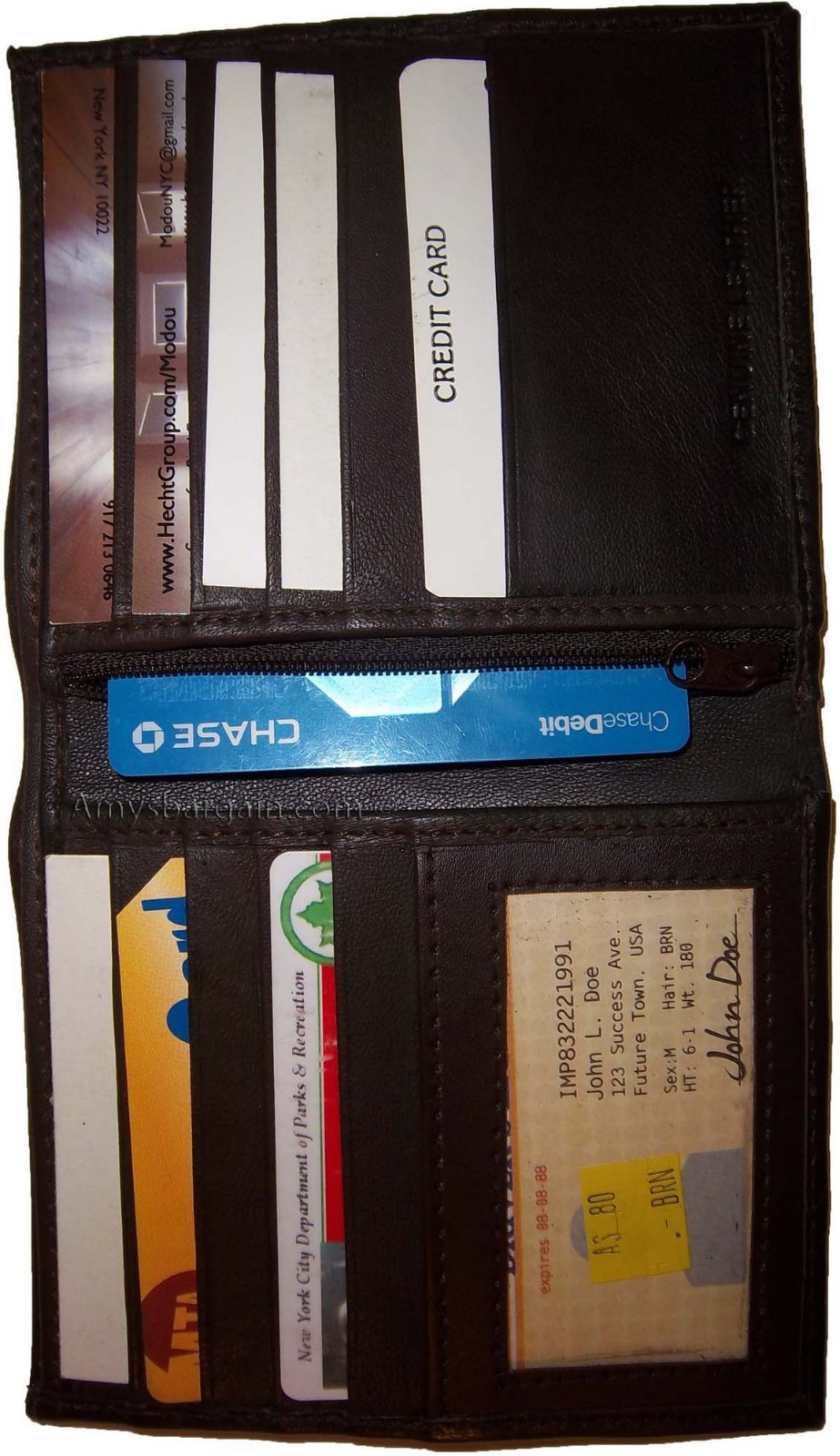 Lot of 6 Leather Hipster wallet billfold brown Bifold zip coin purse New wallets - Image 9