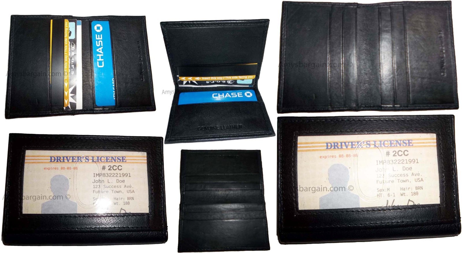 Lot of 6 Leather business card credit card case ID card case new card holder