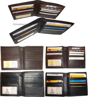 Lot of 6. Men's Wallet. Leather Hipster Billfold case,  Bifold zip coin purse BN