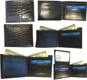 Lot of 6 New Crocodile Skin Printed Leather man's bi fold wallet 6 cards ID new