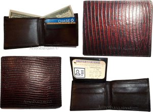 Lot of 6 New Lizard Skin Printed Leather Man's Brown billfold wallet 6 cards ID - Image 6