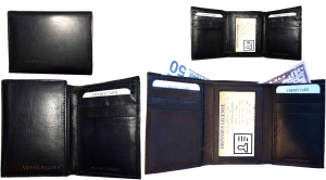 Lot of 6 new men's black leather trifold wallet 6 credit cards 2 bill slots - Image 3