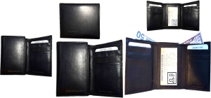 Lot of 6 new men's black leather trifold wallet 6 credit cards 2 bill slots - Image 4