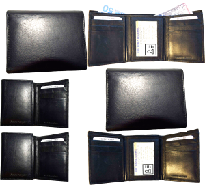 Lot of 6 new men's black leather trifold wallet 6 credit cards 2 bill slots - Image 5