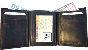 Lot of 6 new men's black leather trifold wallet 6 credit cards 2 bill slots - Image 7