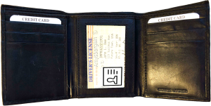 Lot of 6 new men's black leather trifold wallet 6 credit cards 2 bill slots - Image 8