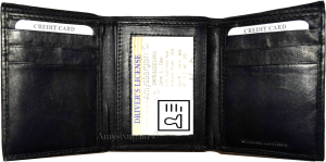 Lot of 6 new men's black leather trifold wallet 6 credit cards 2 bill slots - Image 9