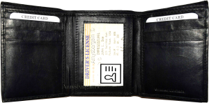 Lot of 6 new men's black leather trifold wallet 6 credit cards 2 bill slots - Image 10