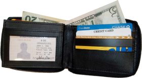 Man's Zip Around Leather wallet 12 credit card ID holder 2 Zip bi-folds bnwt