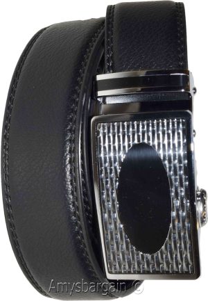 Men's Automatic Click Lock Buckle Waist Strap Dress Comfort Black Belt Casual 50 - Image 3