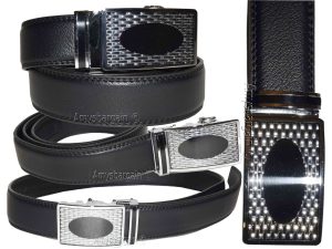 Men's Automatic Click Lock Buckle Waist Strap Dress Comfort Black Belt Casual 50