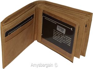 Men's Bifold leather wallet, 2 center pieces 9 card 3 IDs Genuine leather wallet - Image 3