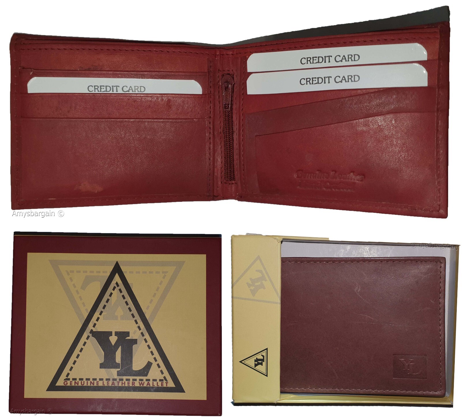 Men's Leather Wallet YL billfold pockets card slots genuine leather wallet new